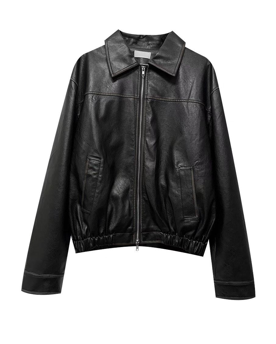 Unisex Distressed Leather Jacket