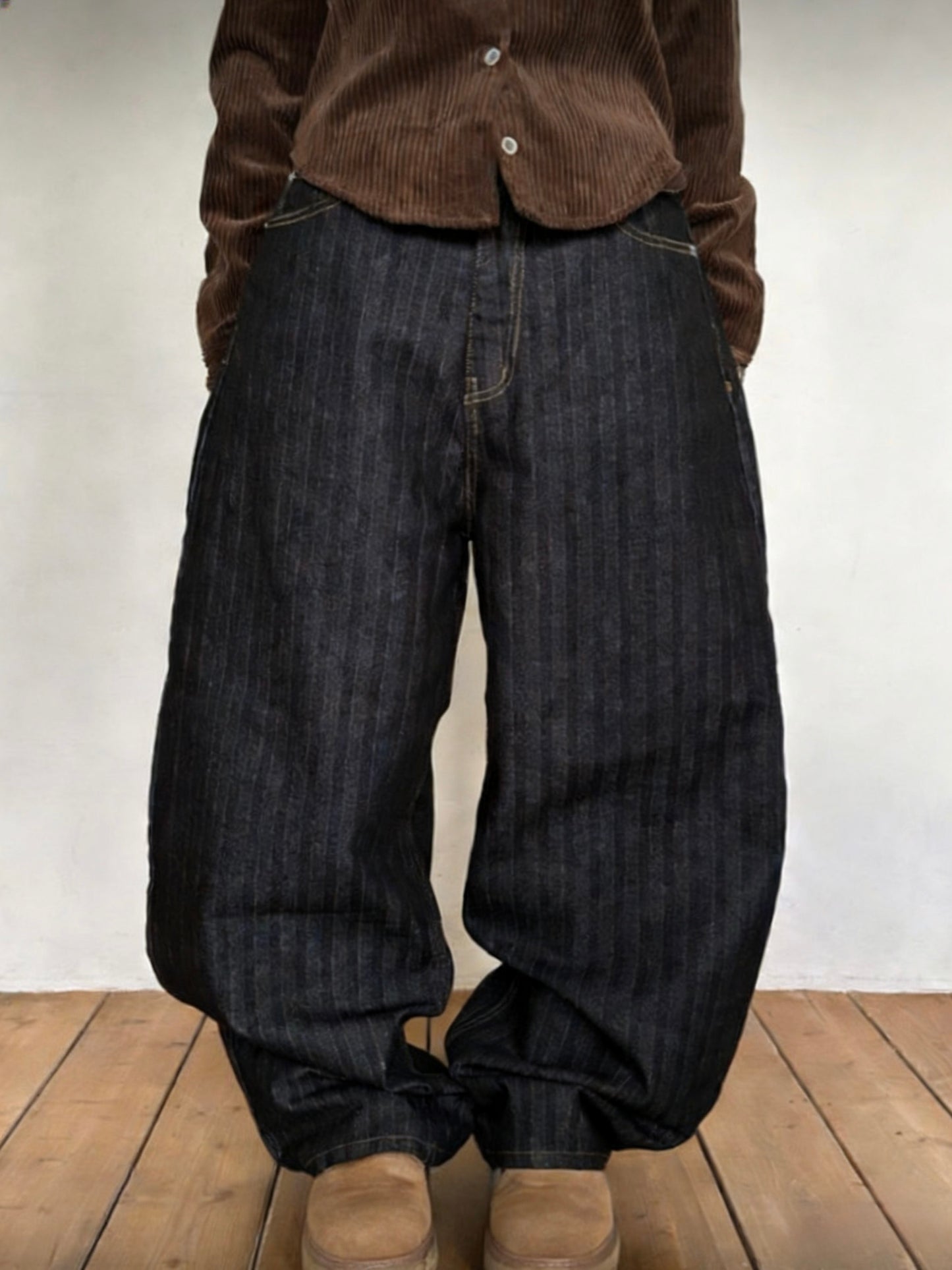 Raw Denim Striped Jeans