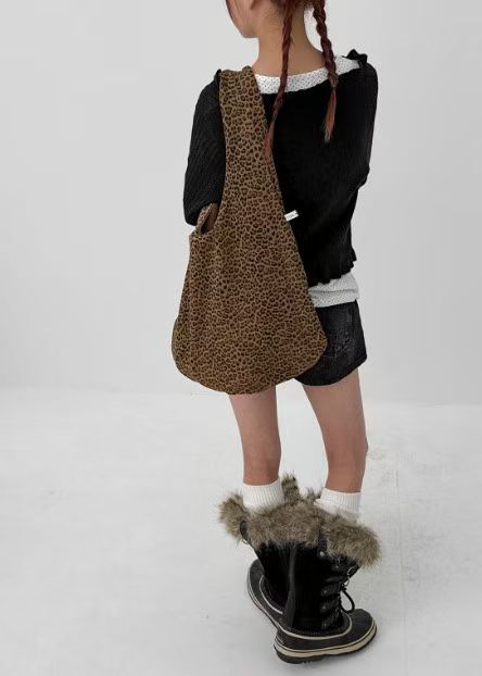 Suede Leopard Tote Bag