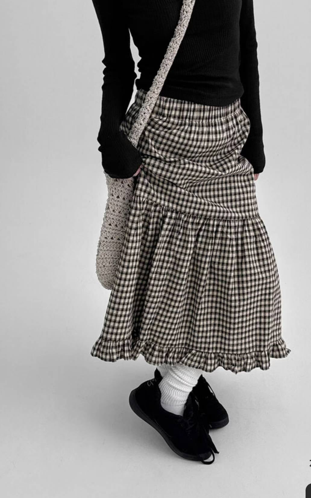 Plaid Ruffled Maxi Skirt