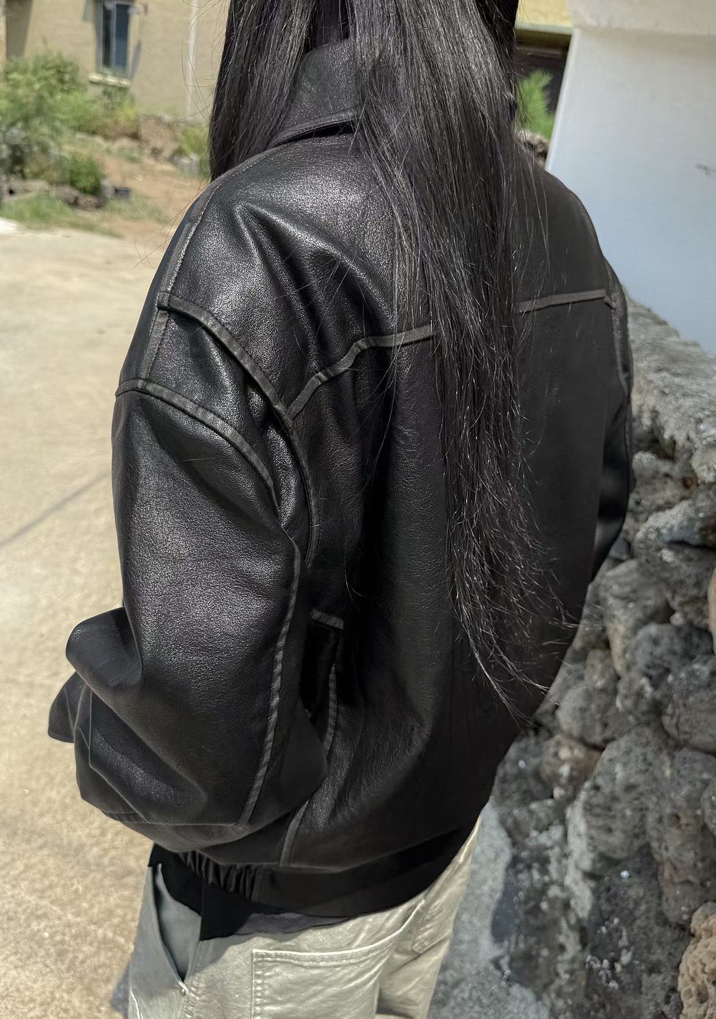 Unisex Distressed Leather Jacket