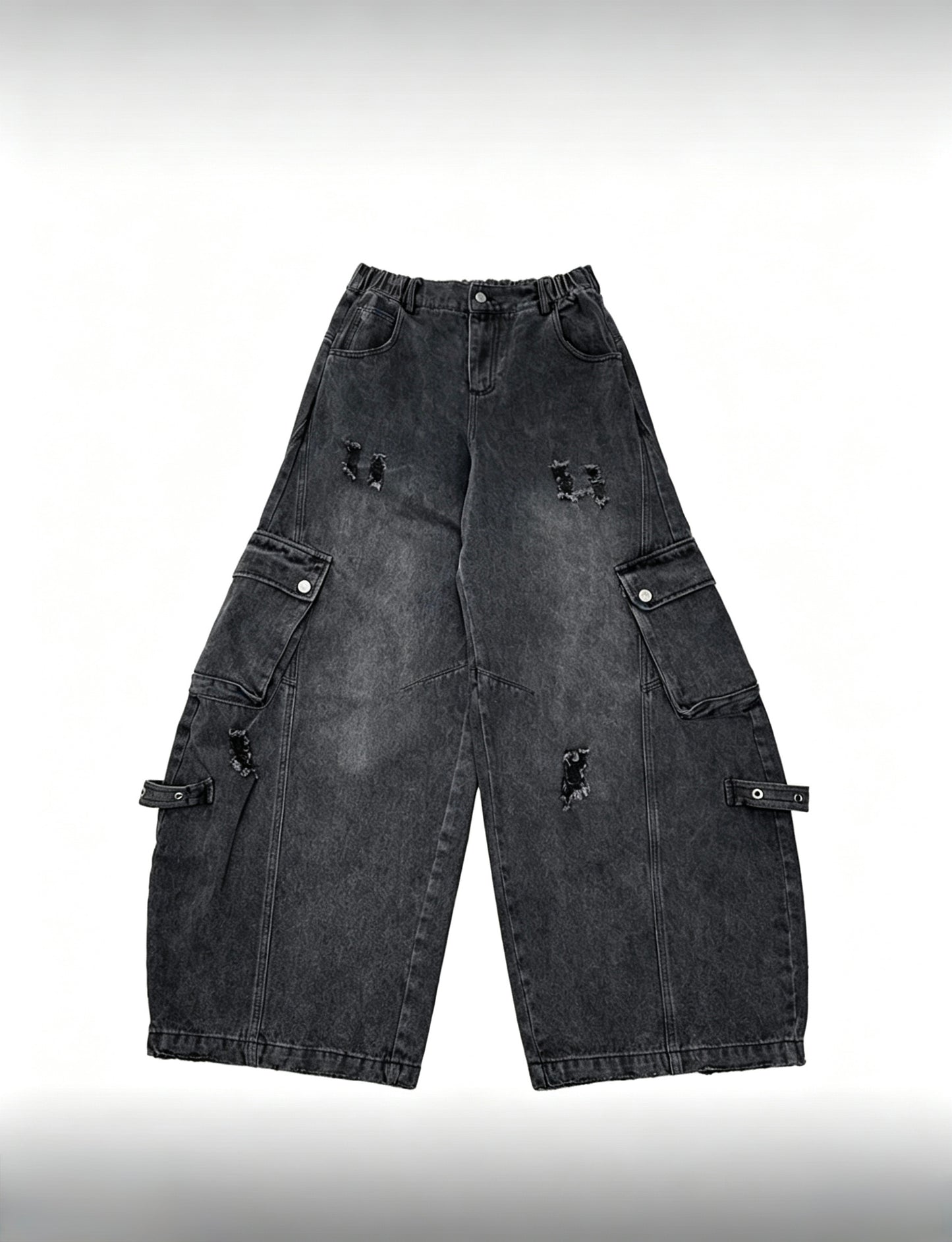 Black Washed Cargo Jeans