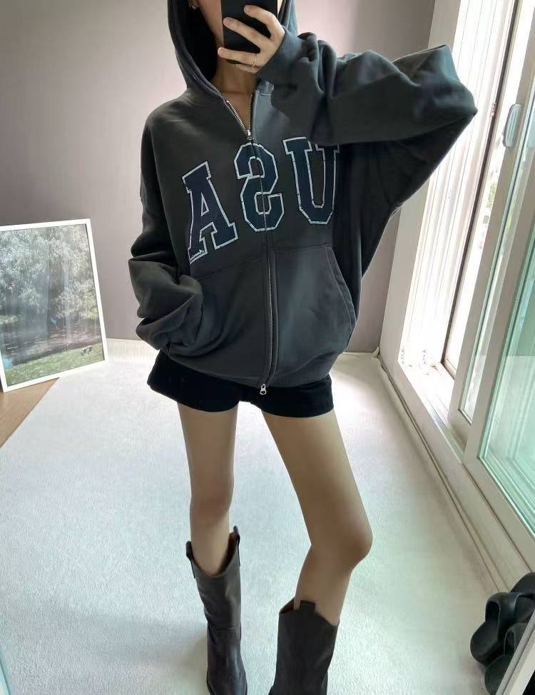 Short American Style Zip-Up Hood
