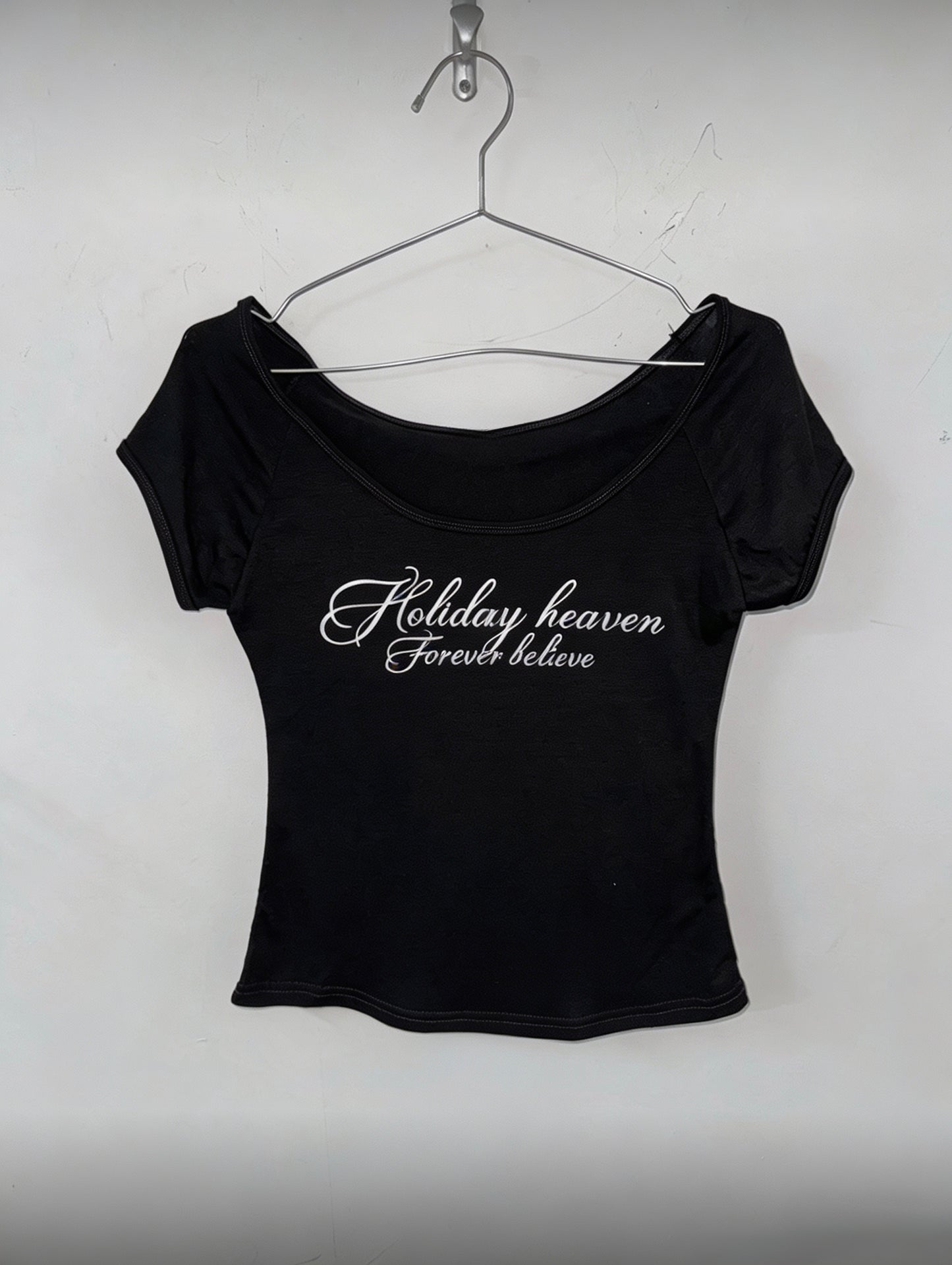 U-Neck Script Logo top