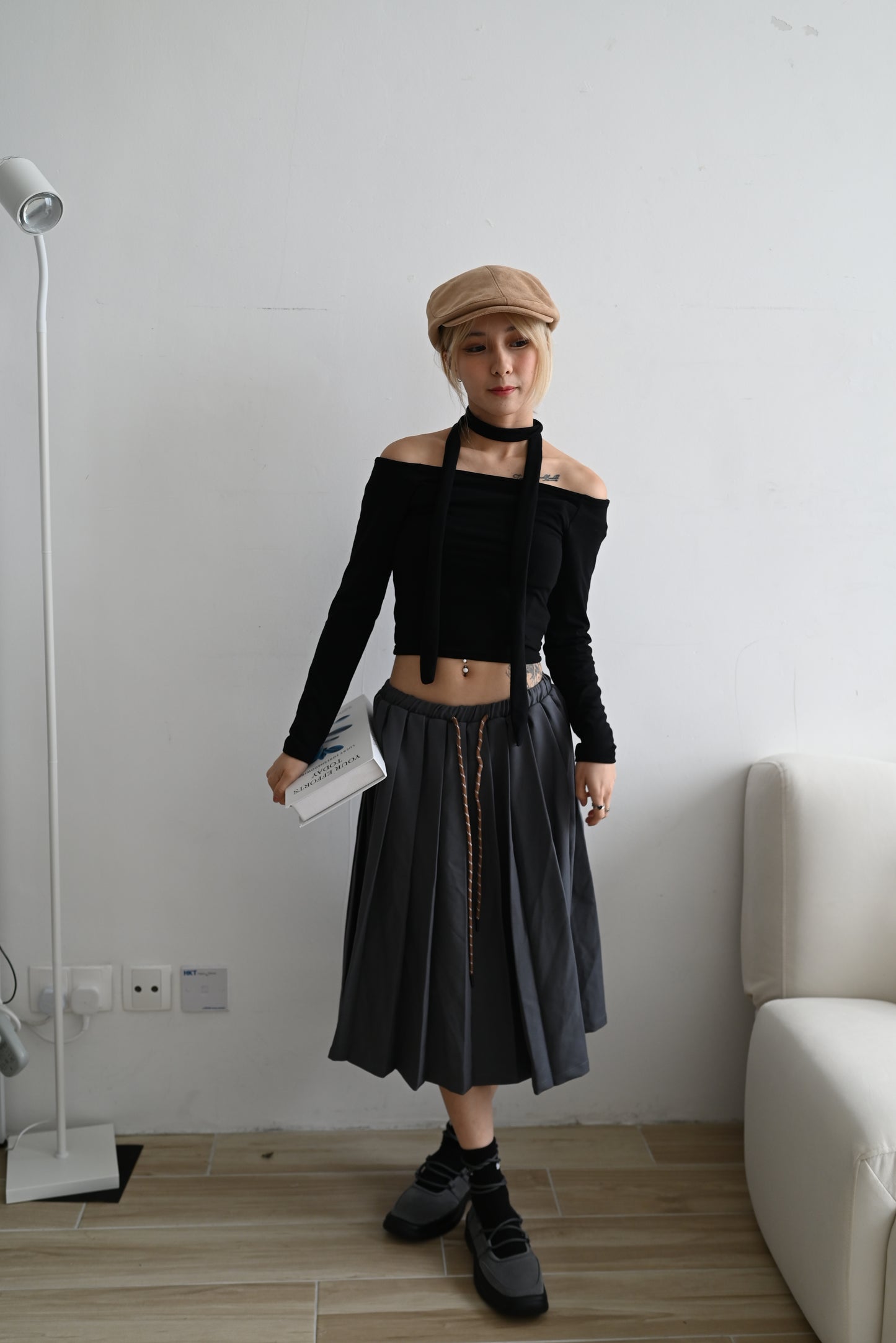 Suit pleated skirt