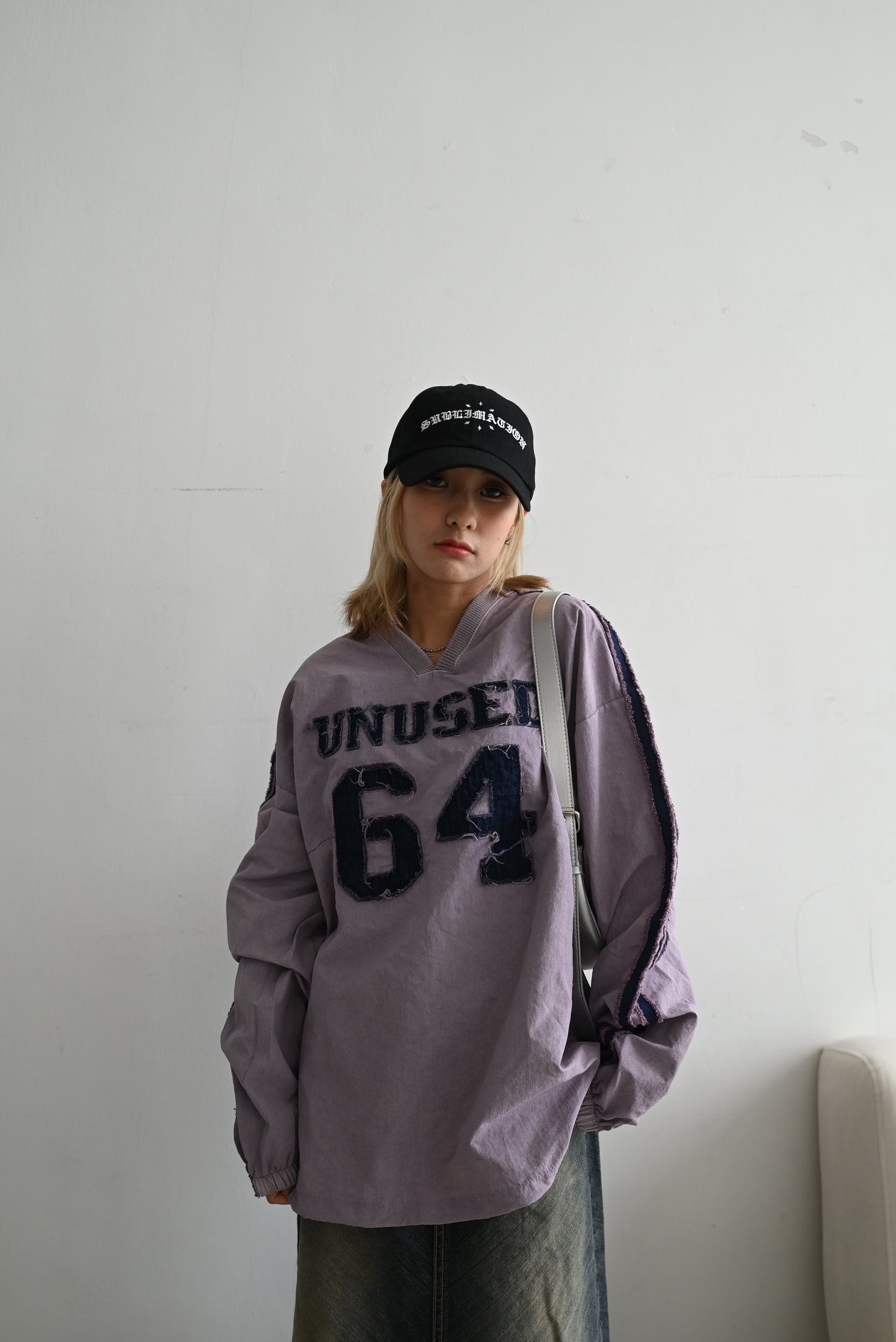 v printed nylon shirt