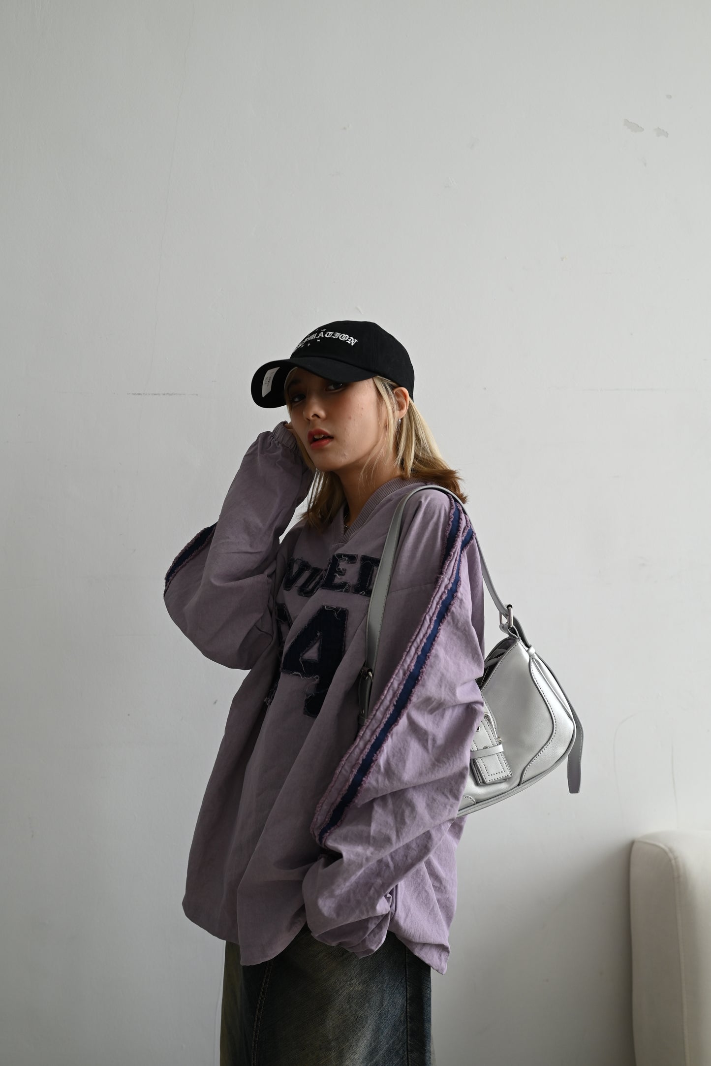 v printed nylon shirt
