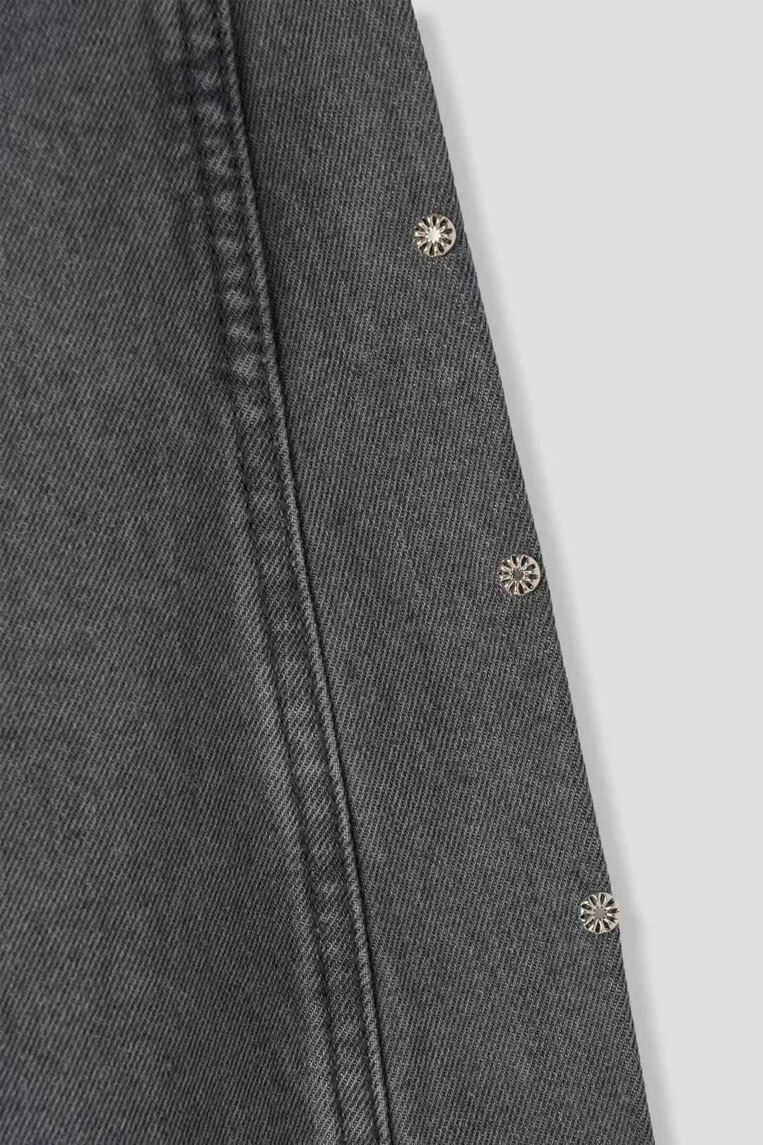 Grey Vintage Indian Button Jeans