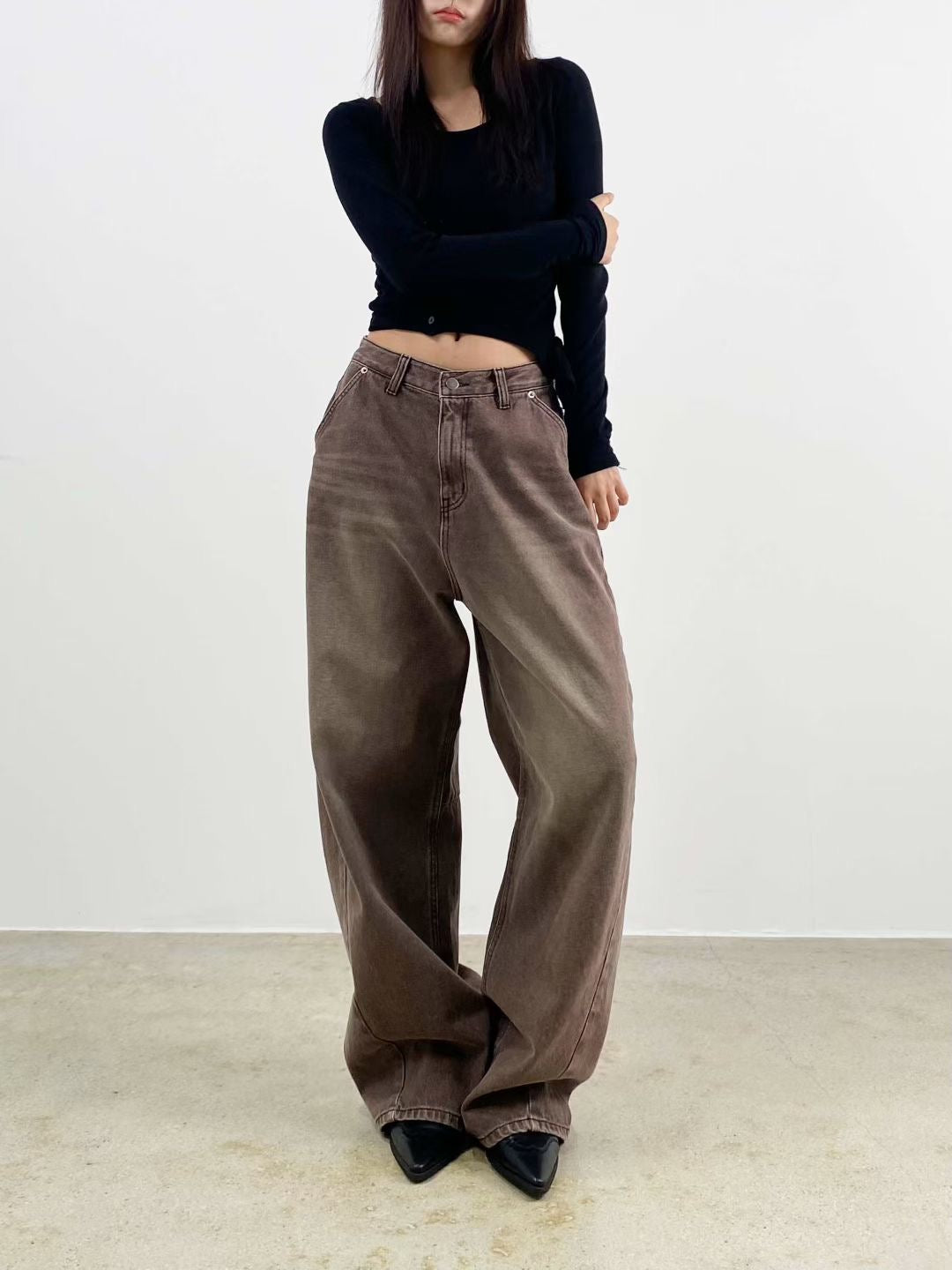 Alphabet Print Balloon Fit Jeans