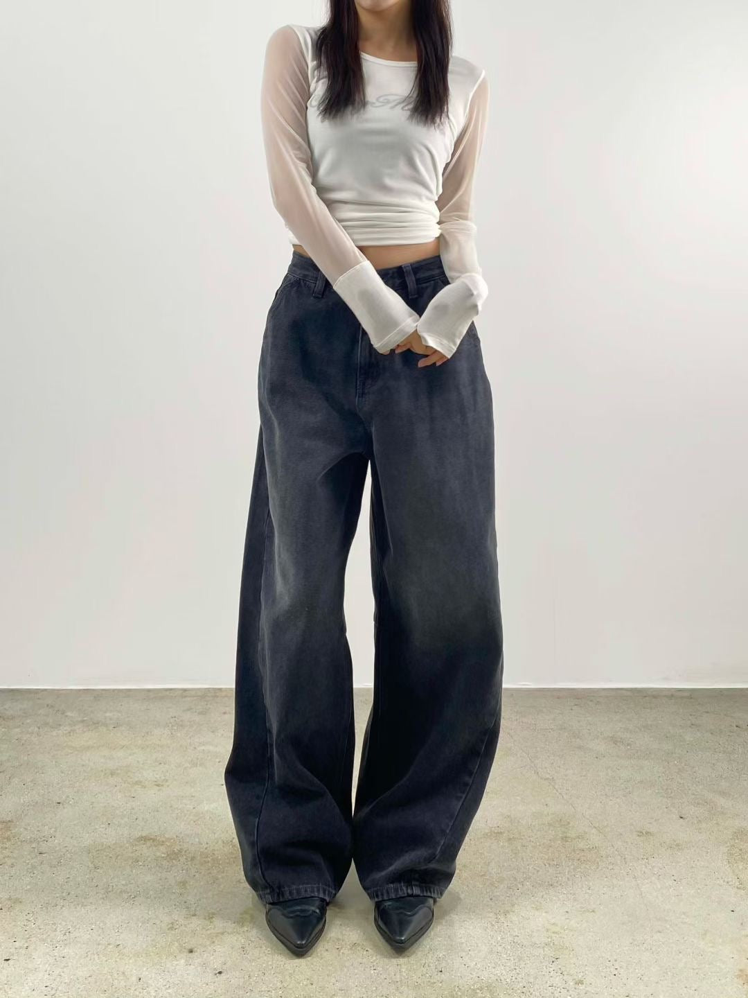 Alphabet Print Balloon Fit Jeans