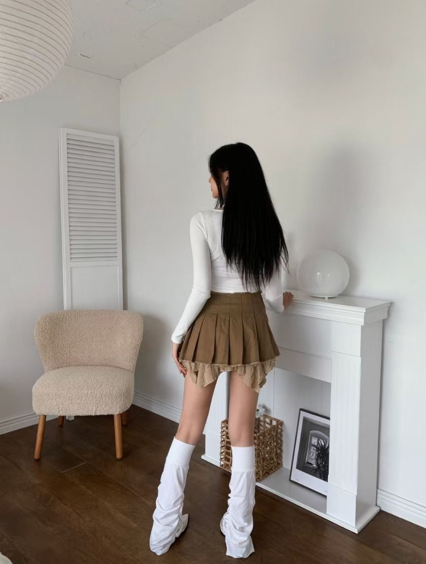 Layered Pleated Mini Skirt