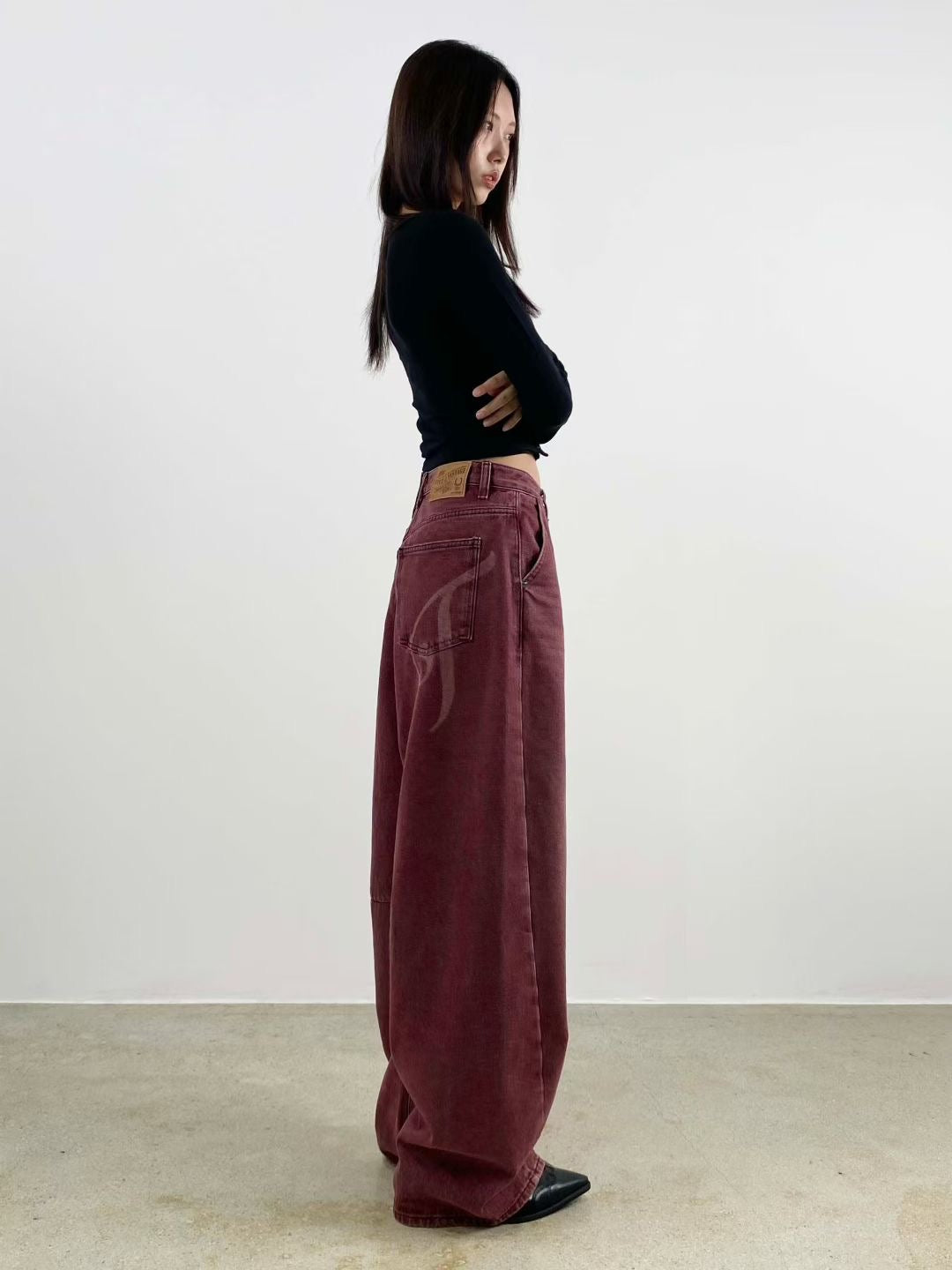 Alphabet Print Balloon Fit Jeans