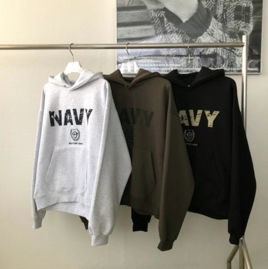 Navy Blue Cropped Hoodie