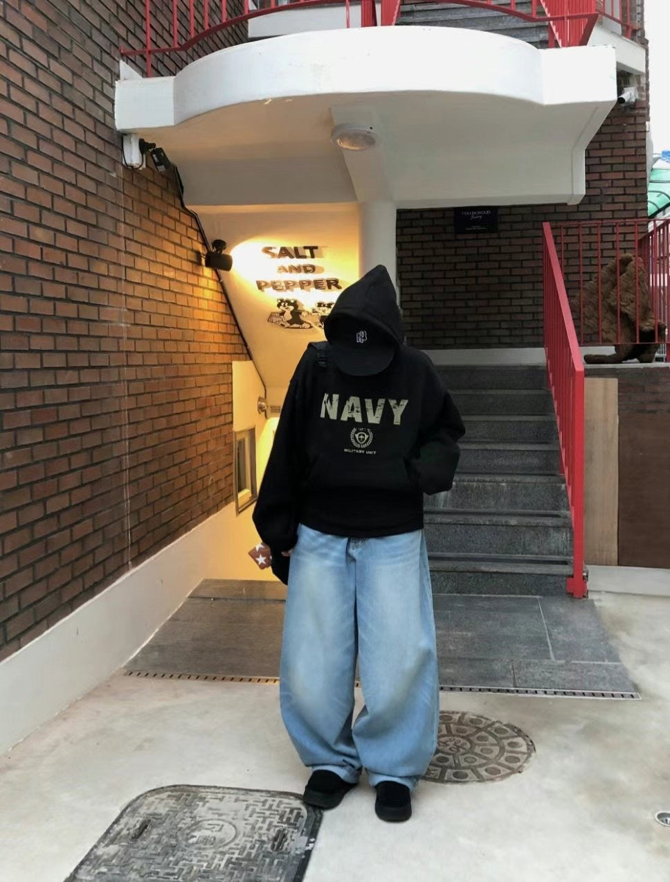 Navy Blue Cropped Hoodie