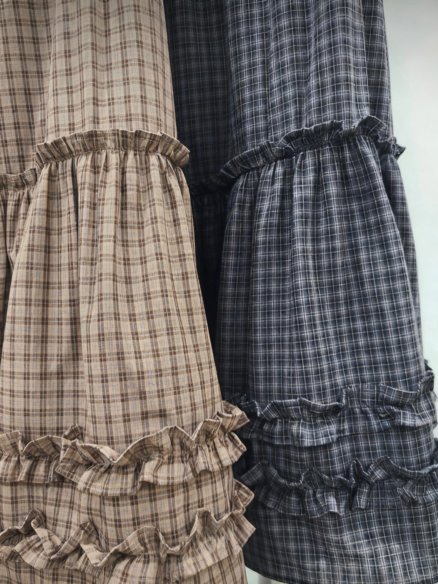 Plaid Ruffled Midi Skirt