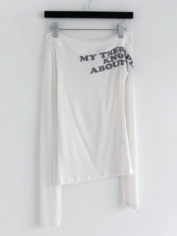 Translucent Letter Print Top