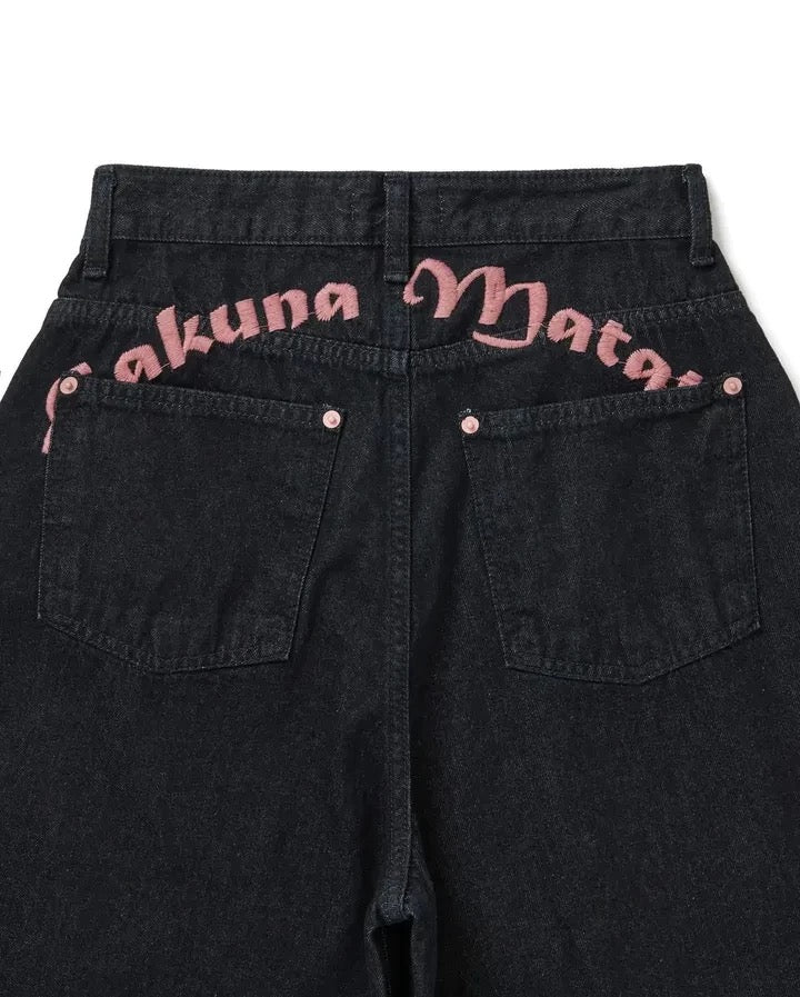 Embroidered letter print balloon jeans