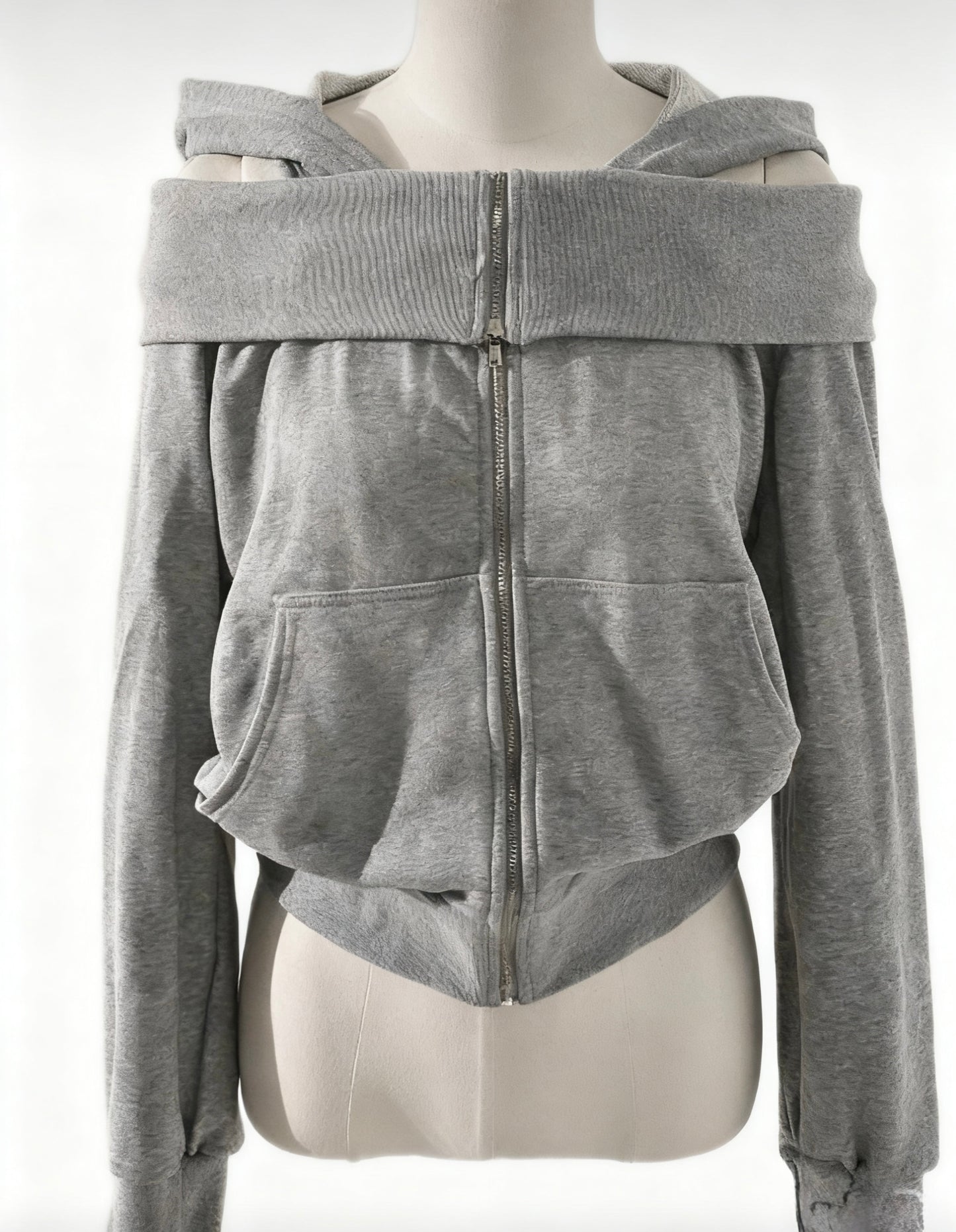 Shoulder Exposed Zip-Up Jacket