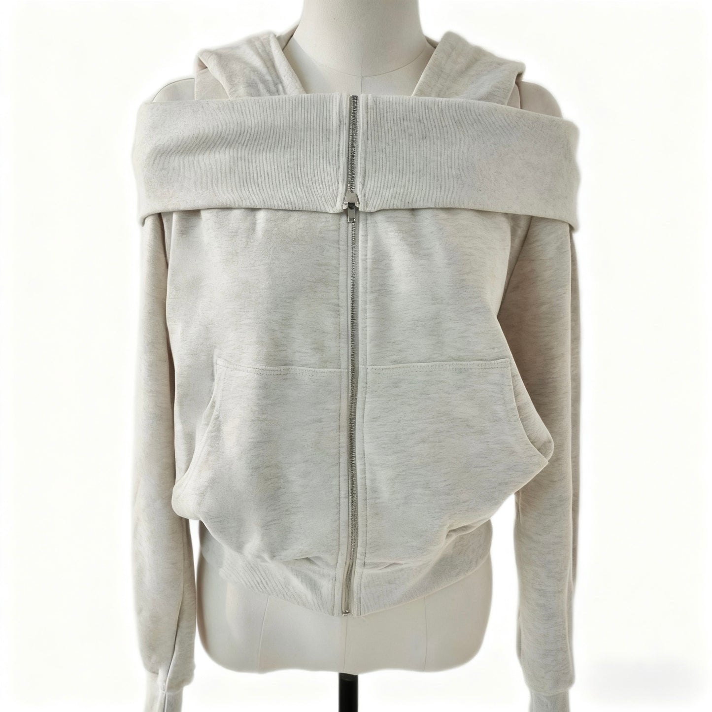 Shoulder Exposed Zip-Up Jacket