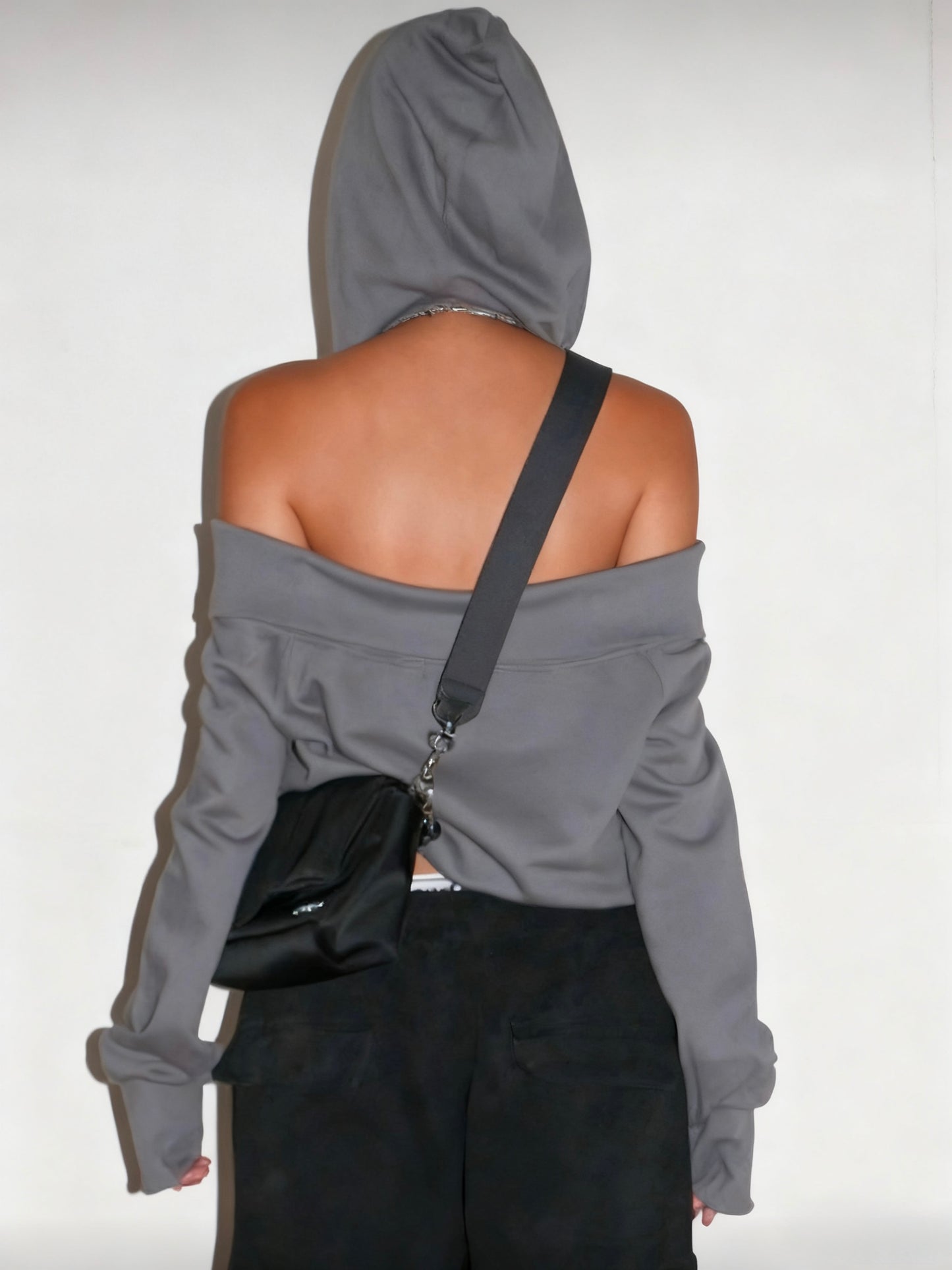 Shoulder Exposed Zip-Up Jacket