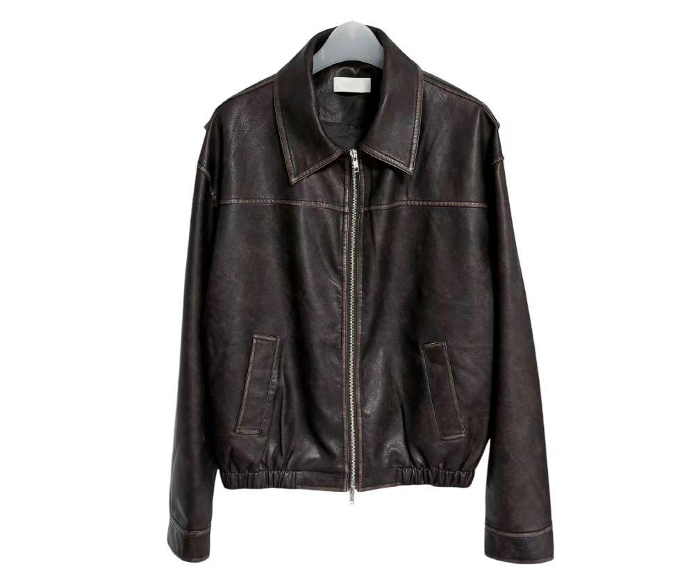 Unisex Distressed Leather Jacket