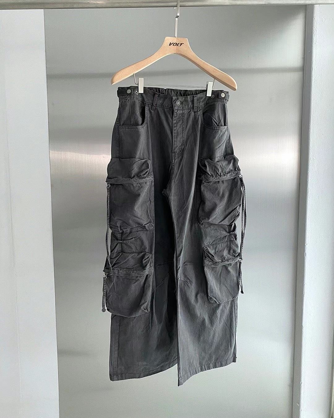 迷彩工裝多口袋復古寬腿褲Unisex
