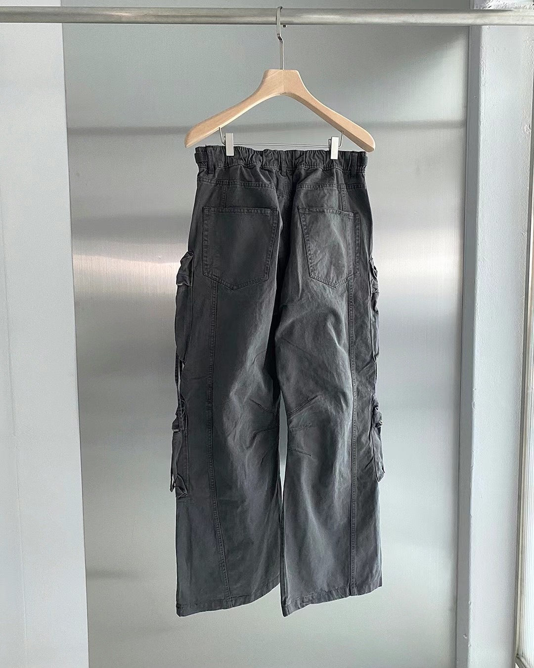 迷彩工裝多口袋復古寬腿褲Unisex