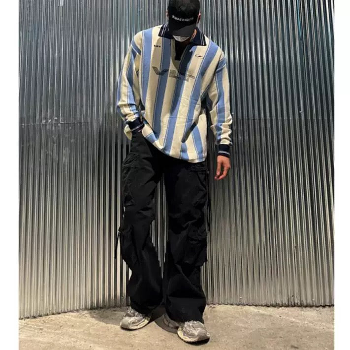 迷彩工裝多口袋復古寬腿褲Unisex
