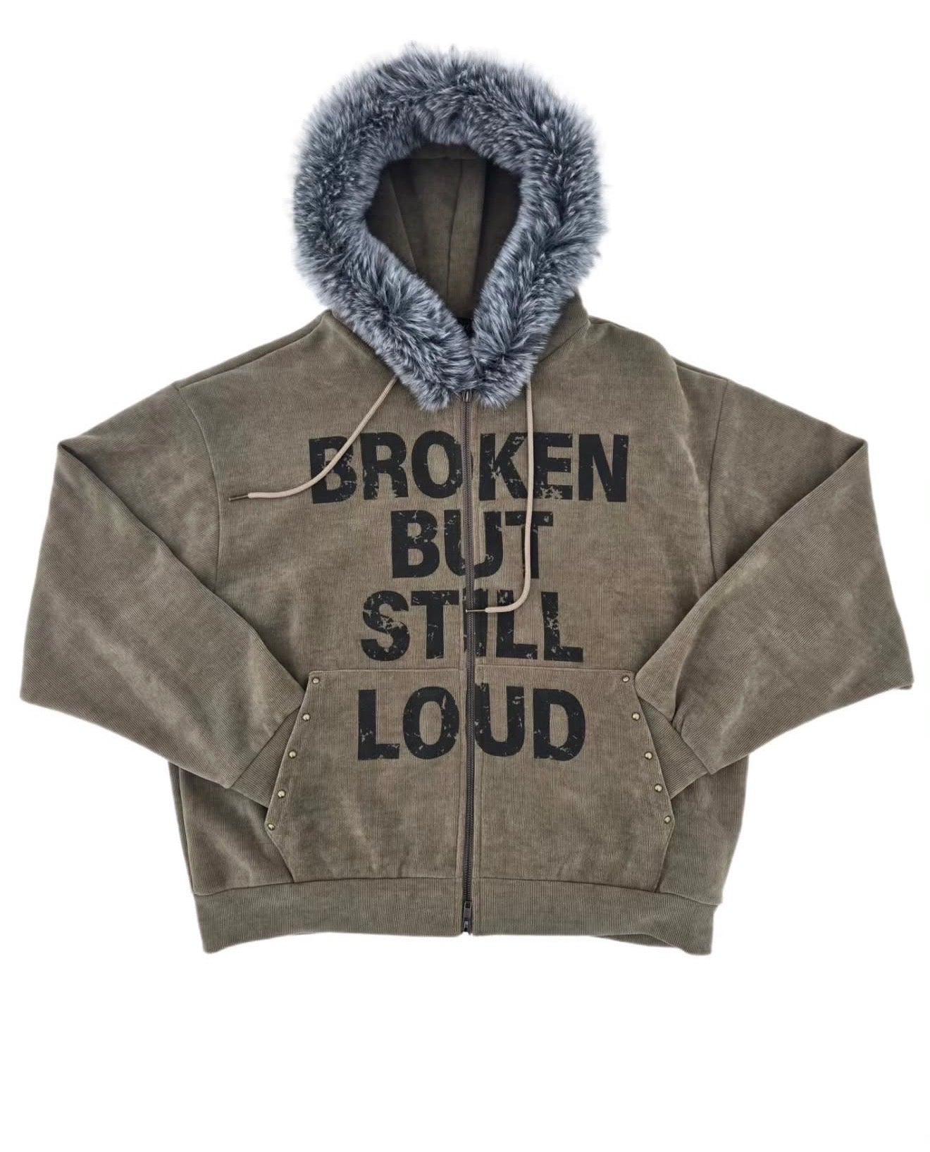 Corduroy Fuzzy Zip Jacket