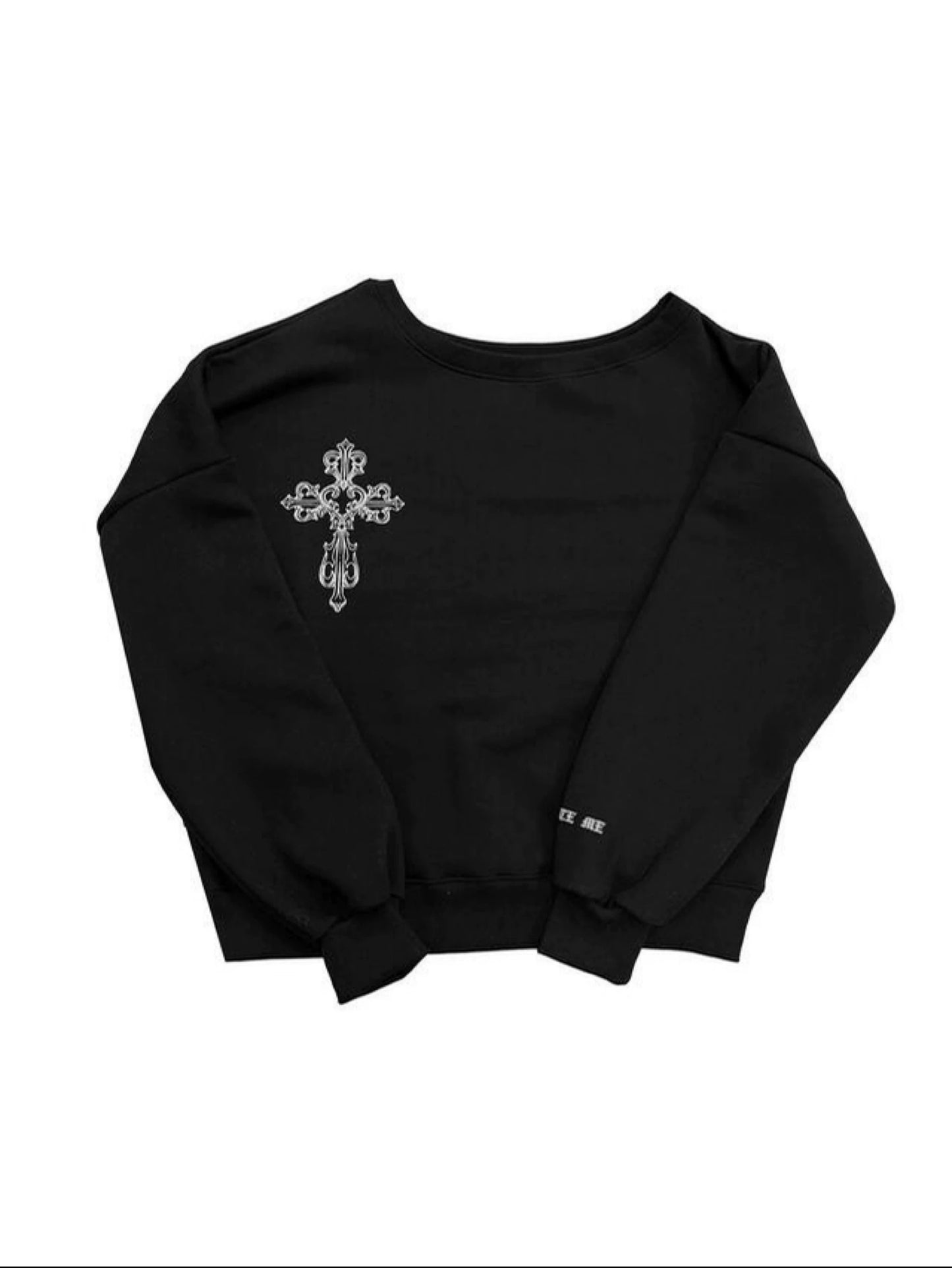 Retro Print Off-Shoulder Sweatshirt
