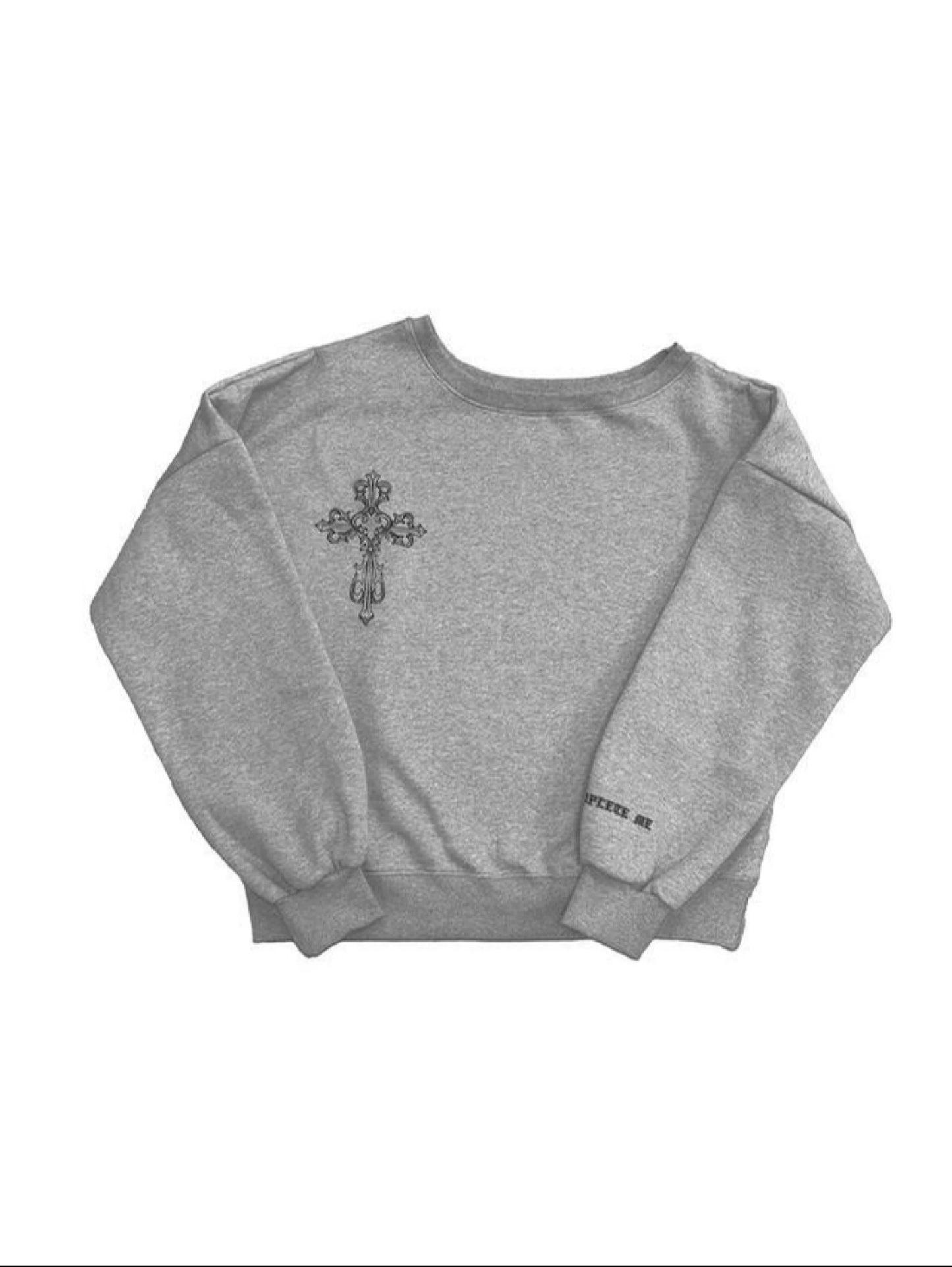 Retro Print Off-Shoulder Sweatshirt