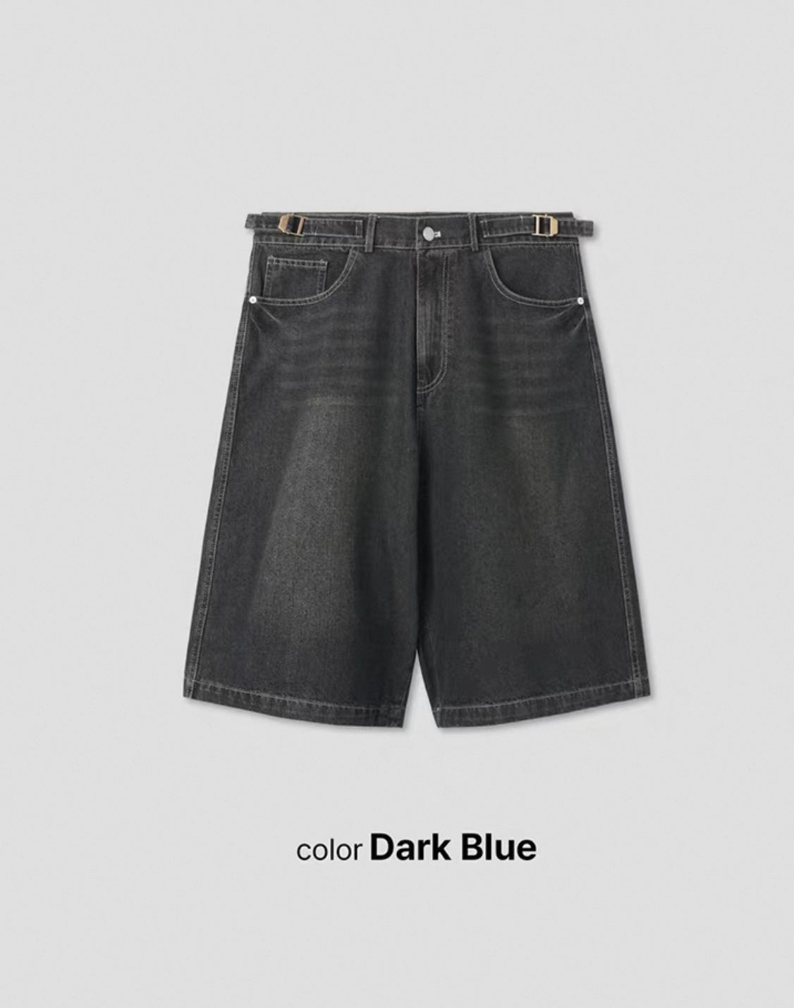 Vintage Washed Loose Button Short Jeans