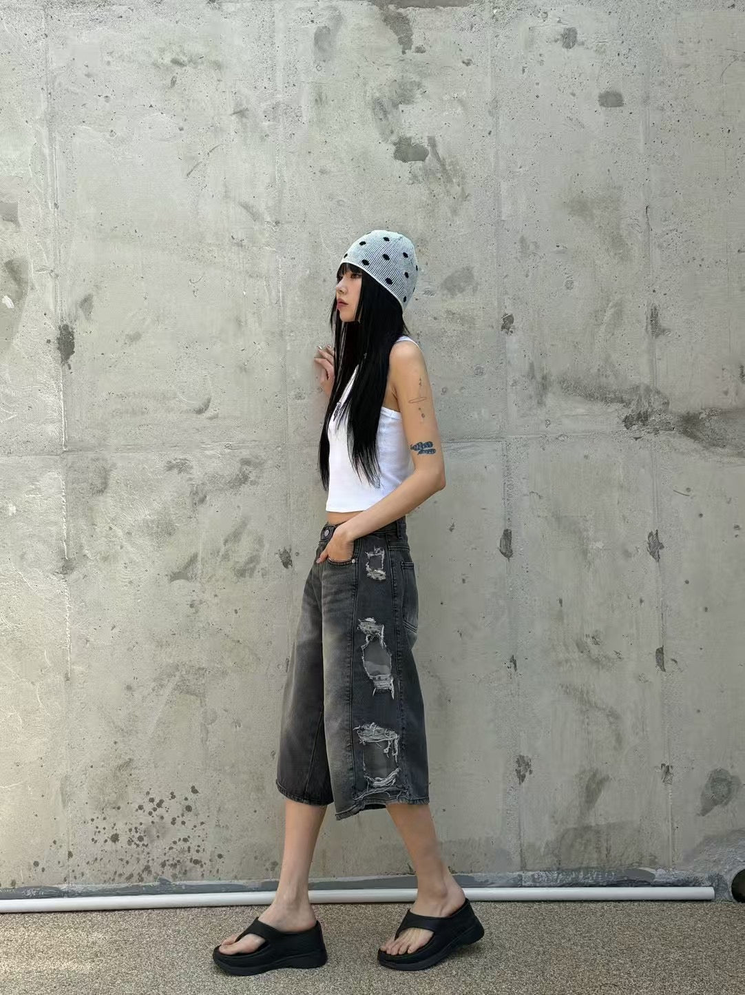 迷彩百慕達短牛仔褲online store only