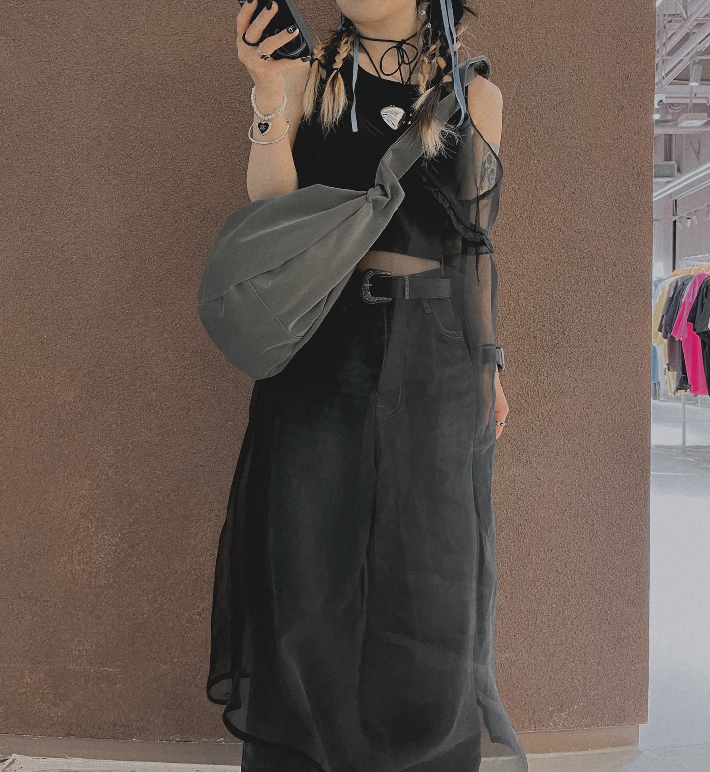 pleated drawstring bag