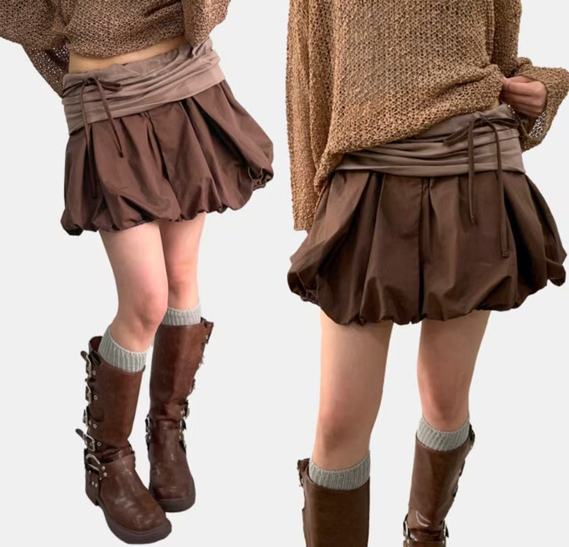 Puffy satin skirt