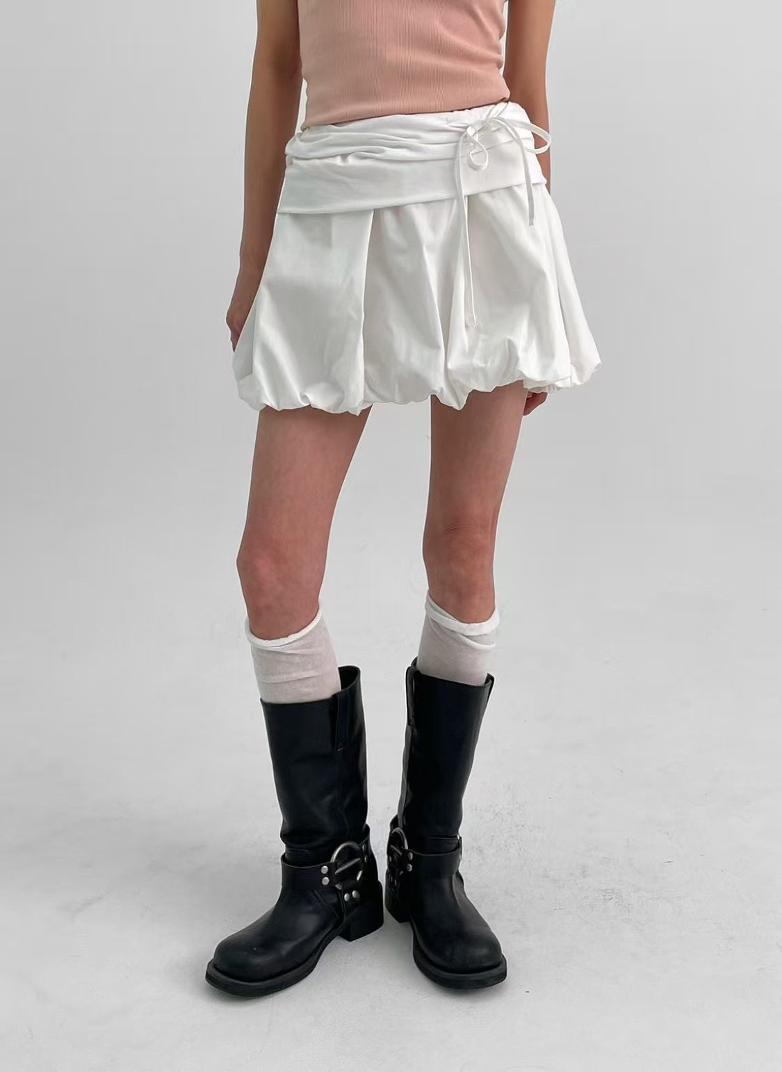 Puffy satin skirt