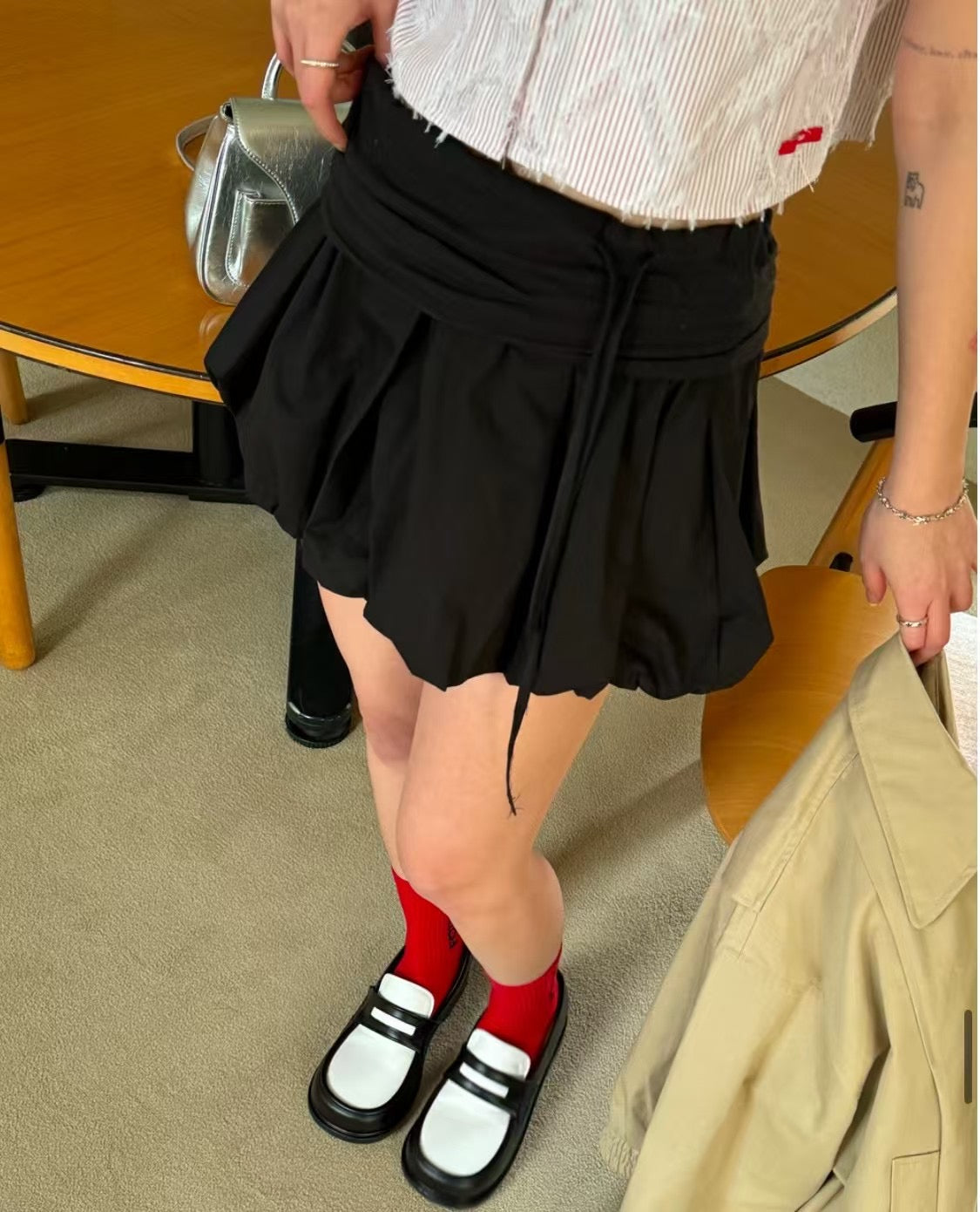 Puffy satin skirt