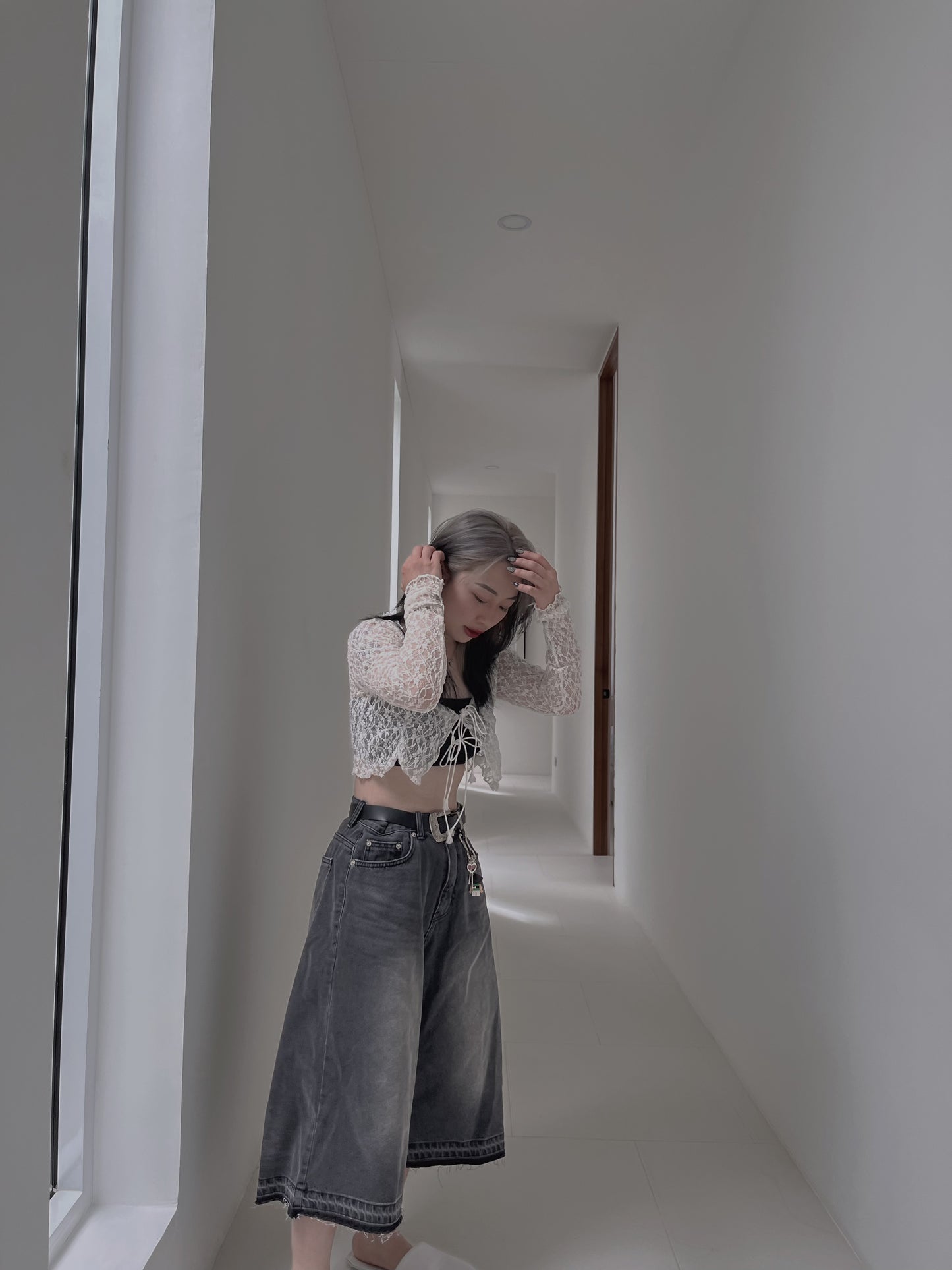 oversize bermuda denim pants (unisex)牛仔8分裤