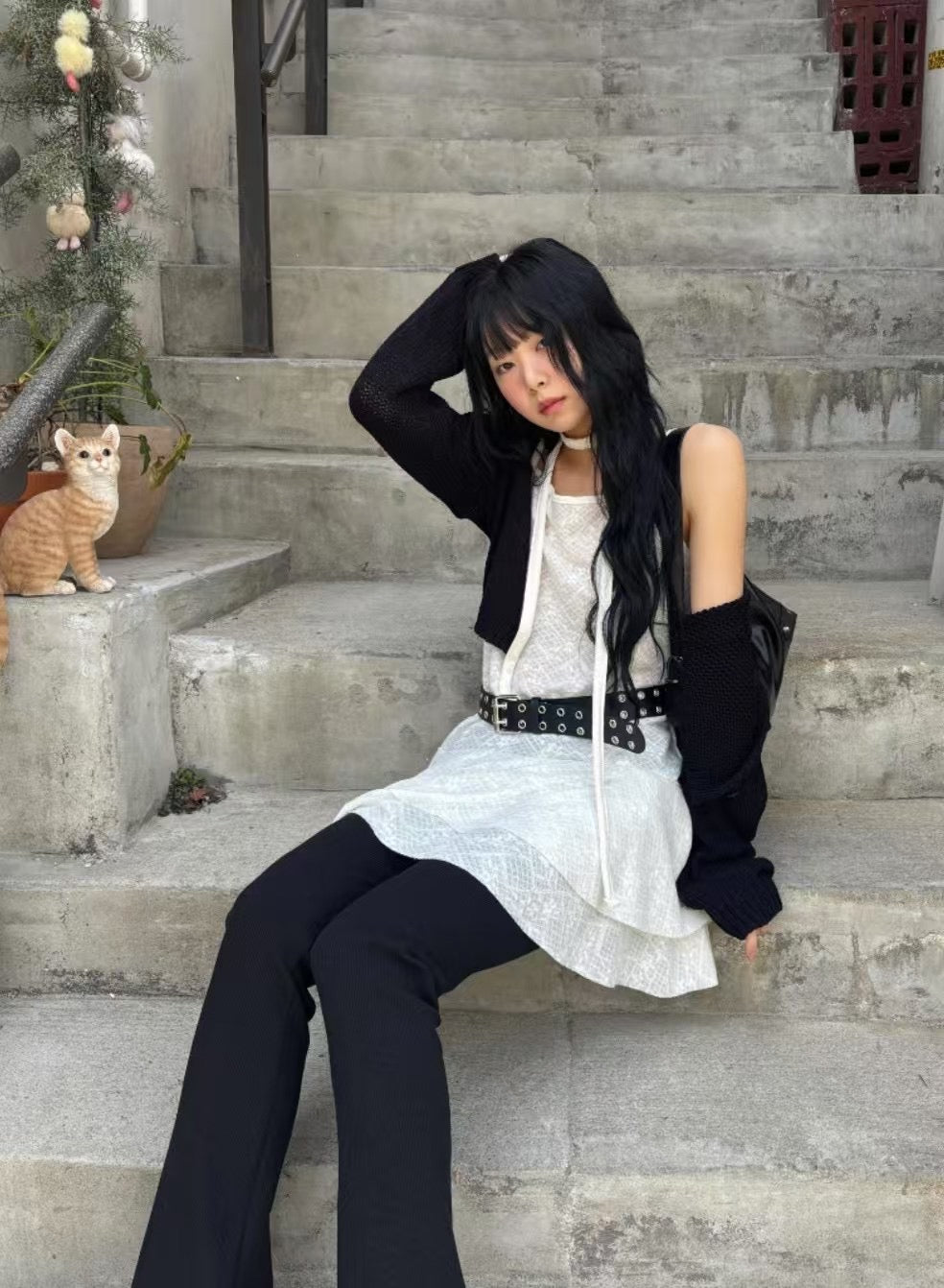 Scarf Lace Suspender Dress