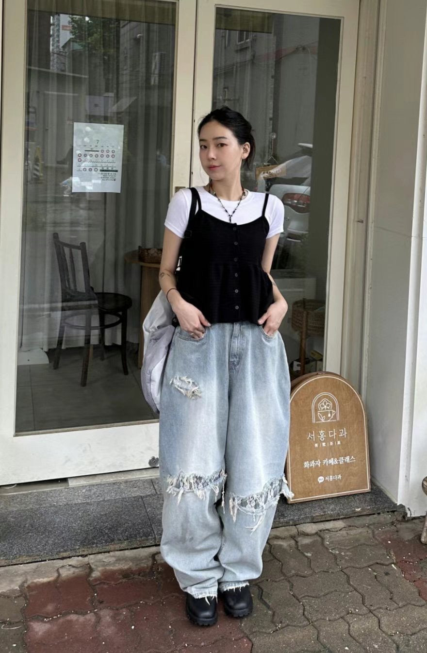 Bohemian lace mesh jeans