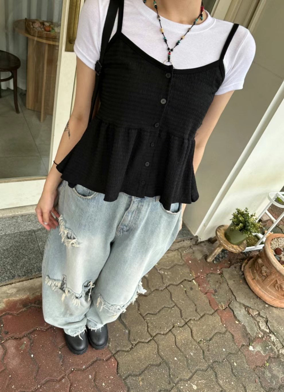 Bohemian lace mesh jeans