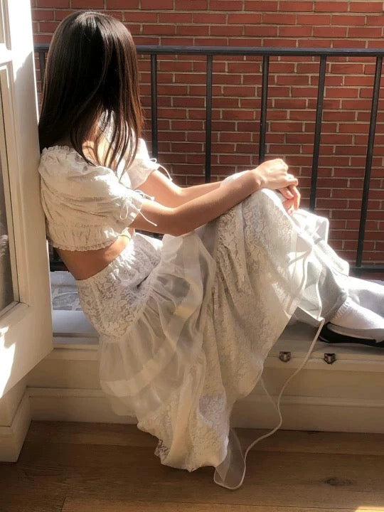 Layered Sheer Lace Tutu Skirt