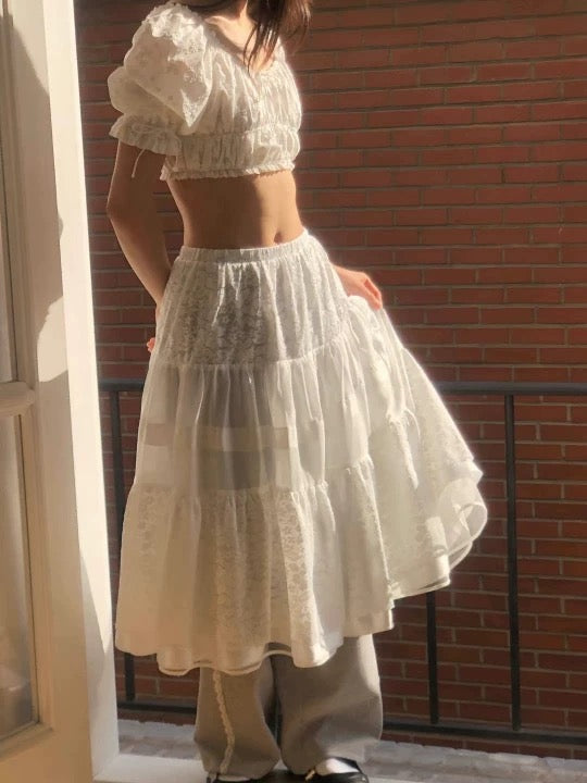 Layered Sheer Lace Tutu Skirt
