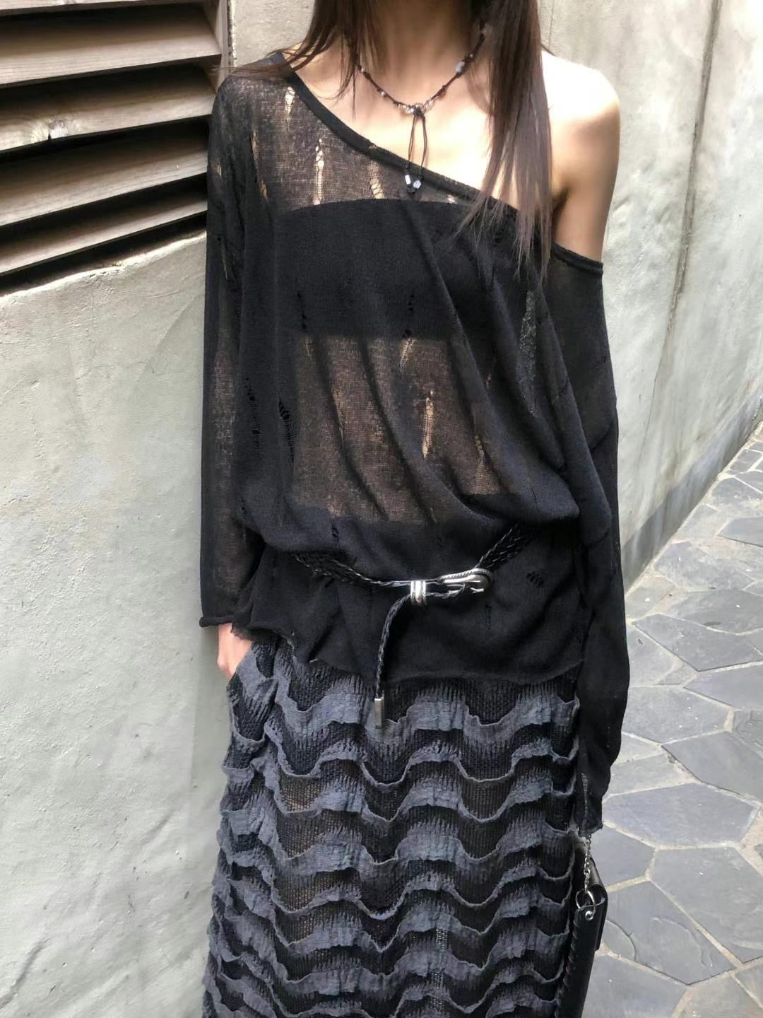 Off-Shoulder Mesh Layered Tee