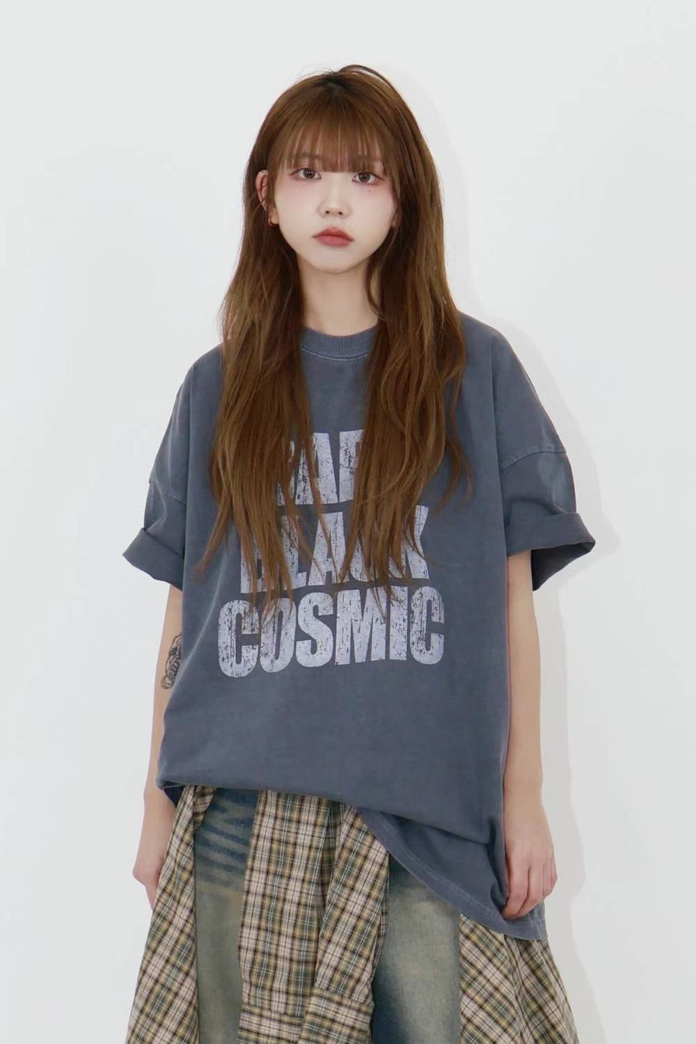Pigment dark print Loose T-shirt Oversize