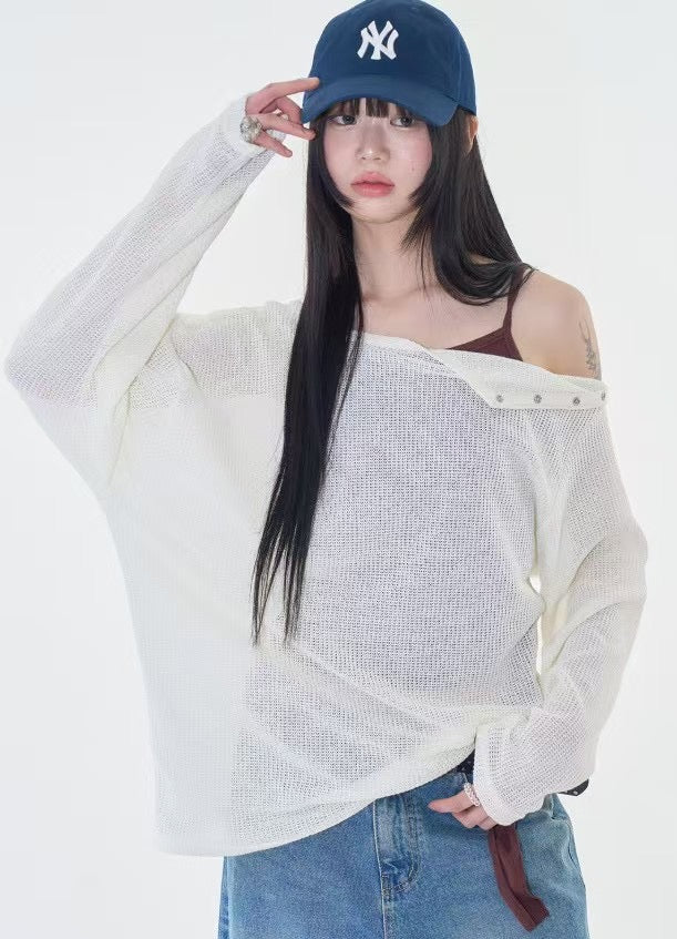 Snap Mesh Crop Tee