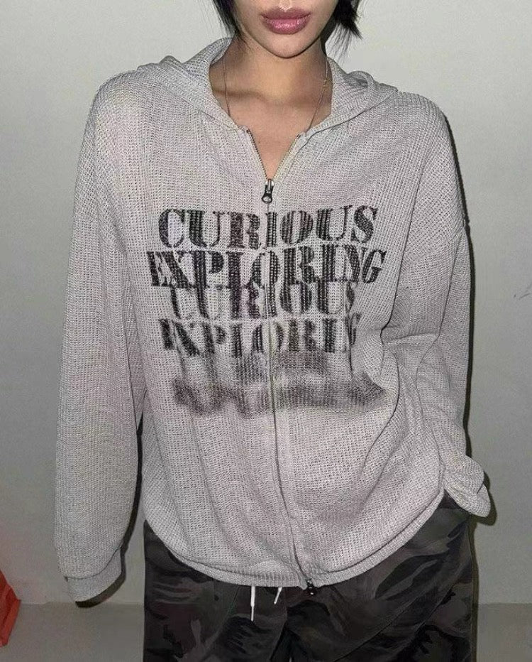 LightScript Unisex Hooded Knit Cardigan