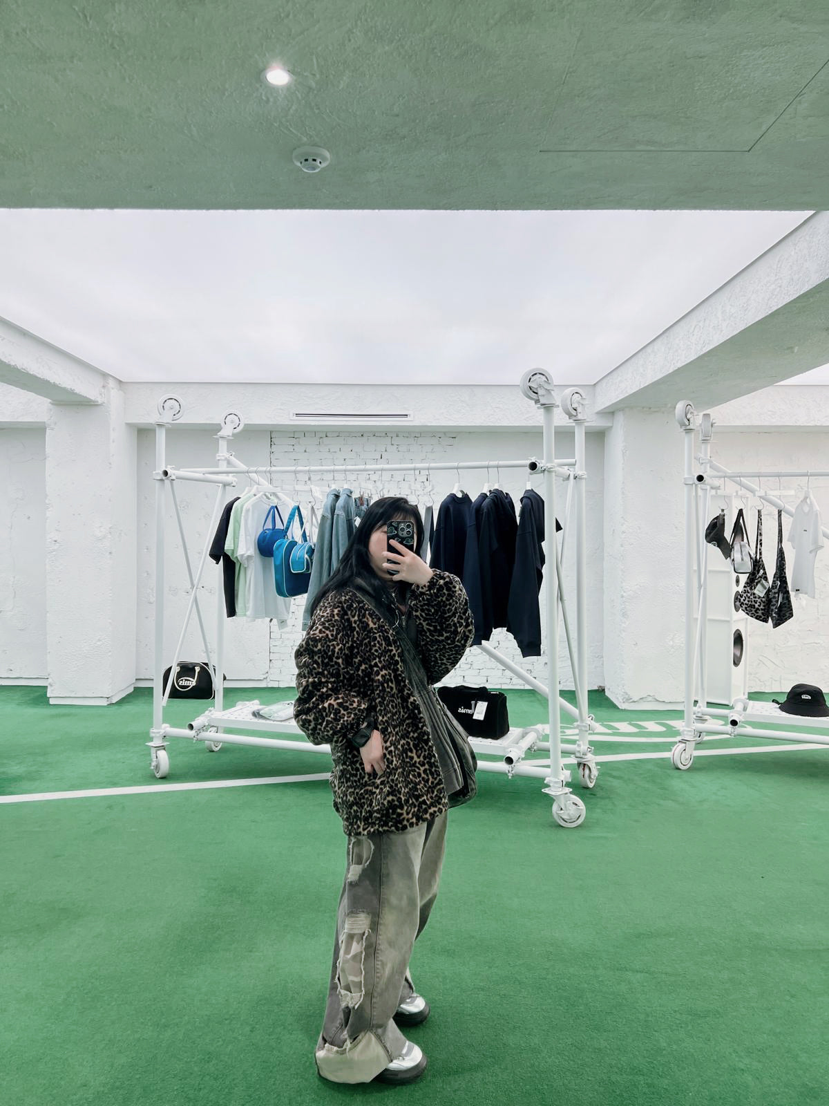 UNISEX 迷彩邊牛仔褲