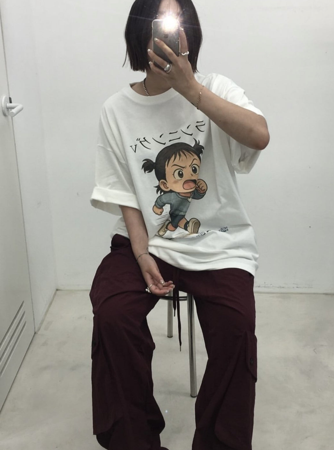 跑步卡通圖案t-shirt