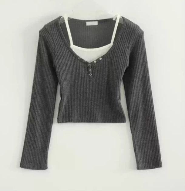 Buttoned Layered Golgi Tee